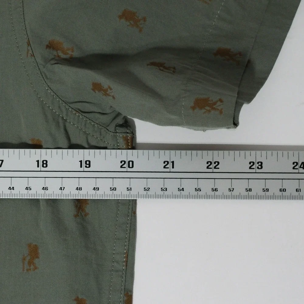 The North Face Shirt Mens Medium Green Short Sleeve Button All Over Print